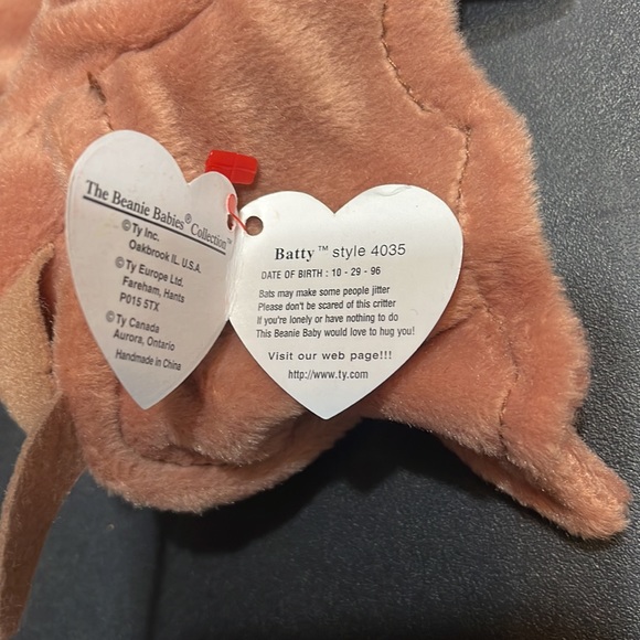 TY 4035 Beanie Babies BROWN "Batty" Bat RETIRED 1996 Many Rare Errors - Picture 11 of 16
